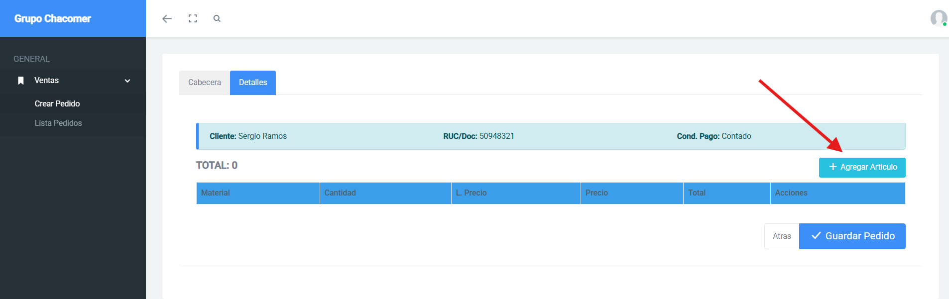 Botón agregar artículo